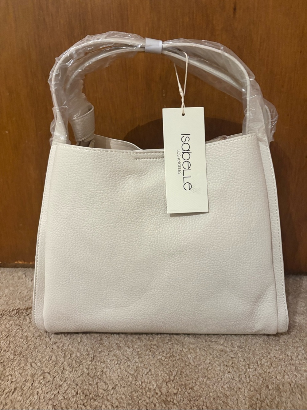 Isabelle Los Angeles Cream Leather Shoulder Bag